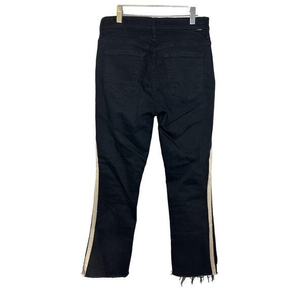 MOTHER Black Ankle Jeans with White Stripes - Picture 3 of 7